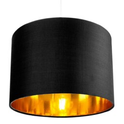 "Rackhams Contemporary Black Cotton 10"" Table/Pendant Lamp Shade with Shiny Golden Inner" - thumbnail 6