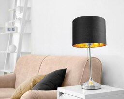 "Rackhams Contemporary Black Cotton 10"" Table/Pendant Lamp Shade with Shiny Golden Inner" - thumbnail 3