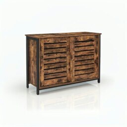 Rackhams Industrial Sideboard with Sliding Doors – Rustic Brown & Black Storage Cabinet - thumbnail 2