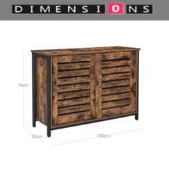 Rackhams Industrial Sideboard with Sliding Doors – Rustic Brown & Black Storage Cabinet - thumbnail 4