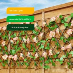 Rackhams Solar Garden Trellis – Pink Flower Trellis with LED Lights - thumbnail 6