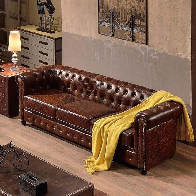 Rackhams Vintage Chesterfield Three Seater Sofa - Three Seater 212cm - image 1