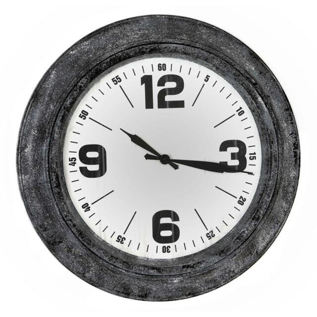 Rackhams Roco Wall Clock - Silver/Black - 5cm x 45cm - Silver/Black - 100% Mixed