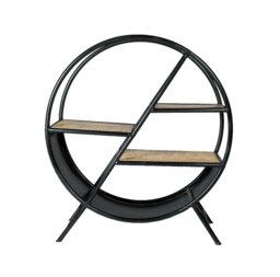 Rackhams Oakland Industrial Mintis Iron Wooden Round Bookcase - Wood - 1 - 90X33X100 CM  (LXDXH)