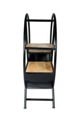 Rackhams Oakland Industrial Mintis Iron Wooden Round Bookcase - Wood - 1 - 90X33X100 CM  (LXDXH) - thumbnail 3