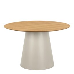 Rackhams Soli Round Dining Table in Oak/Grey 120x75cm Included 4 Ella Swivel Beige Dining Chair - Grey - No - Brown - thumbnail 2