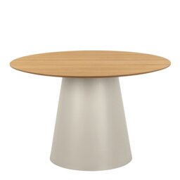 Rackhams Soli Round Dining Table in Oak/Grey 120x75cm Included 4 Ella Swivel Beige Dining Chair - Grey - No - Brown - thumbnail 3
