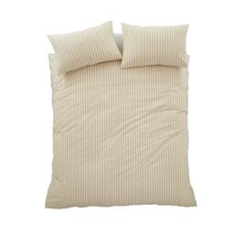 Rackhams Cotton Rich Woven Stripe Duvet Cover Set Natural - Super King - Natural - thumbnail 5