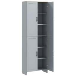 Rackhams Freestanding Kitchen Cupboard, 4-Door Storage Cabinet with Adjustable Shelves, Modern Kitchen Pantry for Dining Room, 170cm, Grey - thumbnail 1
