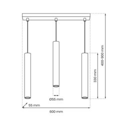 Rackhams Hudson Triple Pendant Lamp Hand Made High Quality Elegant Cylindrical Design With Matt Finish - thumbnail 4