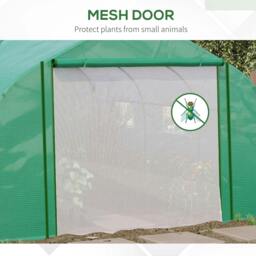 Rackhams Walk-in Polytunnel Garden Greenhouse, Outdoor Mesh Door Greenhouse with PE Cover and 6 Windows, 3.5 x 3 x 2m, Green - thumbnail 6