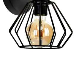 Rackhams Ulf Hand Made Pendant Lamp Matt Black Cage Natural Wood Rugged Industrial Chic - thumbnail 2
