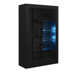 Rackhams Elegant 140cm Sideboard Cabinet Unit with Black High Gloss Doors and Free LED Display - 140 cm  - Black Matt Body & Black Gloss Doors - 1 - thumbnail 4