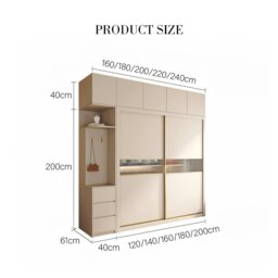 Rackhams Jansen Sliding Door Wardrobe - Cream - 160 x 60 x 200cm - thumbnail 5