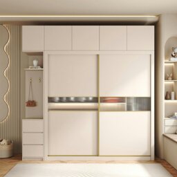 Rackhams Jansen Sliding Door Wardrobe - Cream - 160 x 60 x 200cm - thumbnail 6