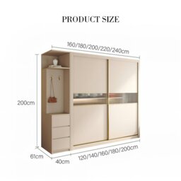 Rackhams Jansen Sliding Door Wardrobe - Cream - 160 x 60 x 200cm - thumbnail 4
