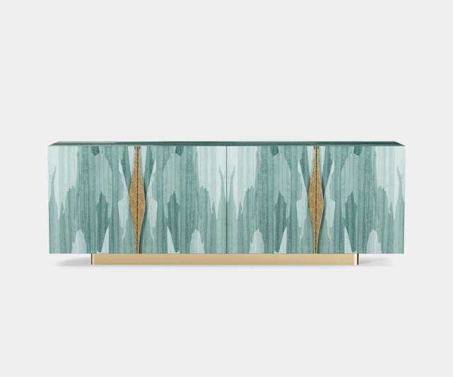 Rackhams Force Sideboard: Textured Eucalyptus Veneer with Aged Brass Accents - image 1