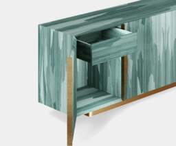 Rackhams Force Sideboard: Textured Eucalyptus Veneer with Aged Brass Accents - thumbnail 3