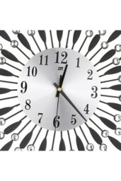 Rackhams 37.5cm Dia Drop-Shape Arabic Numeral Metal Silent Wall Clock with Crystal, Black - Black - thumbnail 4