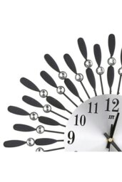 Rackhams 37.5cm Dia Drop-Shape Arabic Numeral Metal Silent Wall Clock with Crystal, Black - Black - thumbnail 3