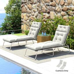 Rackhams Garden Lounge Chair Cushions Set of 2, 220gsm Fabric, Dark Grey - Light Grey - thumbnail 1