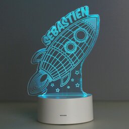 Rackhams Personalised Space Rocket LED Colour Changing Wireframe Night Light