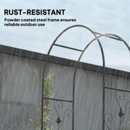 Rackhams 2.17m Steel Garden Arch with Double Gate, Garden Arbor Trellis, Black - Steel - 107 x 45 x 217 cm - Black - thumbnail 5
