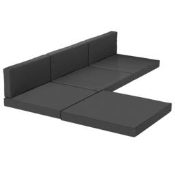 Rackhams 7-Piece Patio Furniture Cushions Water-Repellent 60x60cm, Black - Black - Polyester, Vertical Cotton, PP Cotton - Outdoor Seat Cushion Set - thumbnail 2
