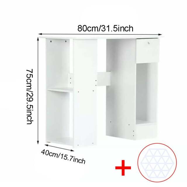 Rackhams Computer Desk H Shaped PC Laptop Gaming Table W/ Book Shelves Bookcase UK - White - image 1