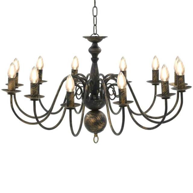 Rackhams Chandelier Antique Black 12 x E14 Bulbs