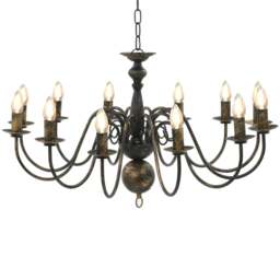 Rackhams Chandelier Antique Black 12 x E14 Bulbs - Black - Metal