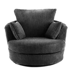 Rackhams London U-Shape Living Room Furniture Range - Black - Swivel Chair