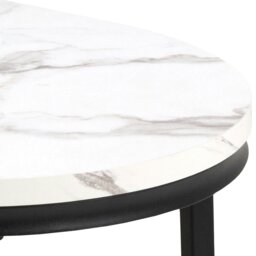 Rackhams Spiro Coffee Table Set with White Marble Melamine Top & Black Legs - 1 - White - White - thumbnail 5