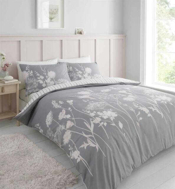 Rackhams Meadowsweet Floral Grey/Pink Duvet Cover Set - Single - image 1