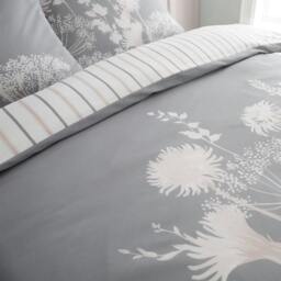 Rackhams Meadowsweet Floral Grey/Pink Duvet Cover Set - Single - thumbnail 6