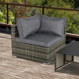Rackhams Rattan Corner Sofa Garden Rattan Furniture Single Sofa Chair - Light Grey - thumbnail 3