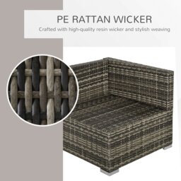 Rackhams Rattan Corner Sofa Garden Rattan Furniture Single Sofa Chair - Light Grey - thumbnail 5