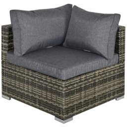 Rackhams Rattan Corner Sofa Garden Rattan Furniture Single Sofa Chair - Light Grey - thumbnail 2