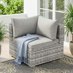 Rackhams Rattan Corner Sofa Garden Rattan Furniture Single Sofa Chair - Light Grey - thumbnail 1
