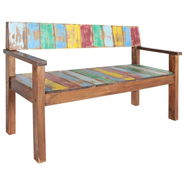 Rackhams Bench 115 cm Solid Reclaimed Wood - Multicolour - Solidreclaimed wood with a boat wood finish