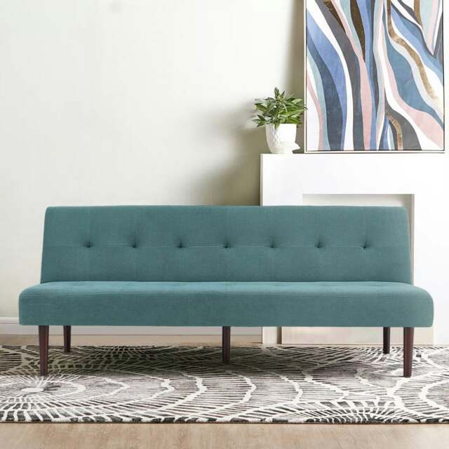Rackhams 4ft Sofa Bed Contemporary Convertible Upholstered Green/ Grey - Dark Green - image 1