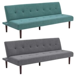 Rackhams 4ft Sofa Bed Contemporary Convertible Upholstered Green/ Grey - Dark Green - thumbnail 6