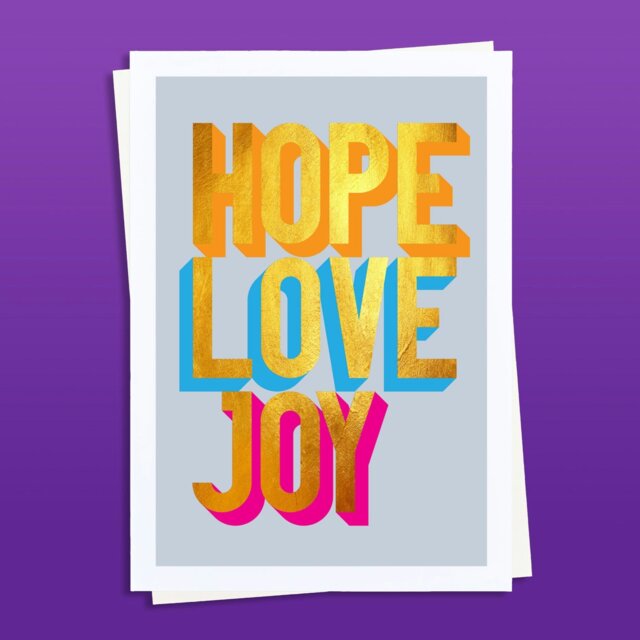 Rackhams Hope Love Joy golden words art print - Unframed - image 1