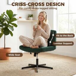 Rackhams Desk Chair with Wide Seat, Thick Padding, Rock Function, Green - thumbnail 5
