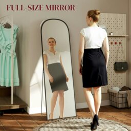 Rackhams Full-Length Mirror with Aluminium Frame, Wall-Mounted or Freestanding - Black - 165x60cm - Modern - thumbnail 4