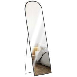 Rackhams Full-Length Mirror with Aluminium Frame, Wall-Mounted or Freestanding - Black - 165x60cm - Modern - thumbnail 2