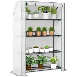 Rackhams Mini Greenhouse Indoor Outdoor Green House with PE Cover, White - thumbnail 2