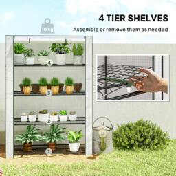 Rackhams Mini Greenhouse Indoor Outdoor Green House with PE Cover, White - thumbnail 4