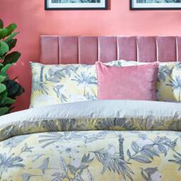 Rackhams Colony Palm Duvet Cover Set - Yellow - Single - Yellow - 50% Cotton/50% Polyester - thumbnail 2