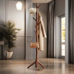 Rackhams Wooden Coat Stand Stand With 8 Hooks Brown - thumbnail 2